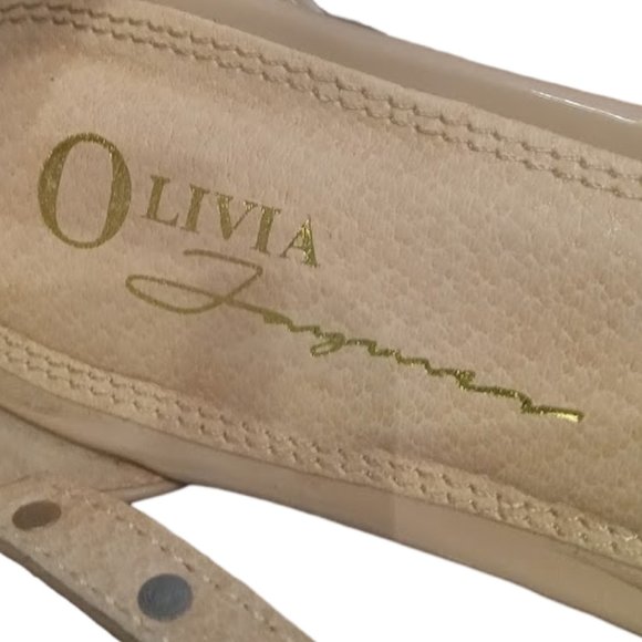 EC Olivia Ferragamo Tan Patent | Gold Studded Flats | Padded soles | Size: 5.5" - Picture 13 of 16